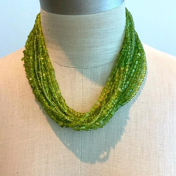 Shimmering 7 Strand Peridot Necklace